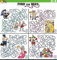 find the way maze games set with people and their occupations vector