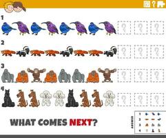 educational pattern activity for children with cartoon animals vector