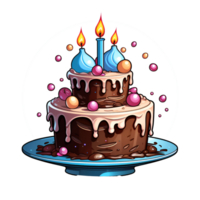 Cartoon Style Birthday Cake Dessert No Background Applicable to any Context Perfect for Print on Demand Merchandise AI Generative png