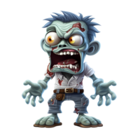 Cartoon 3D Style Halloween Zombie Character No Background Applicable to any Context Perfect for Print on Demand Merchandise AI Generative png