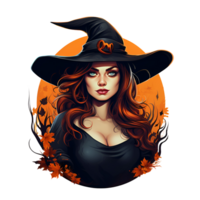 Cartoon Style Halloween Witch No Background Applicable to any context perfect for print on demand merchandise AI Generative png