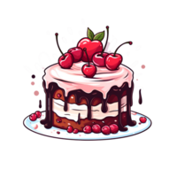 Cartoon Style Birthday Cake Dessert No Background Applicable to any Context Perfect for Print on Demand Merchandise AI Generative png