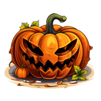 Cartoon Style Halloween Pumpkin No Background Applicable to any Context Perfect for Print on Demand Merchandise Ai Generated ai generative ai generative png