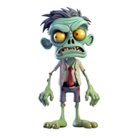 Cartoon 3D Style Halloween Zombie Character No Background Applicable to any Context Perfect for Print on Demand Merchandise AI Generative png