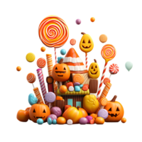 cartone animato 3d stile Halloween caramelle no sfondo applicabile per qualunque contesto Perfetto per Stampa su richiesta merce ai generativo png