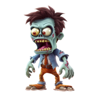 Cartoon 3D Style Halloween Zombie Character No Background Applicable to any Context Perfect for Print on Demand Merchandise AI Generative png