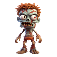 Cartoon 3D Style Halloween Zombie Character No Background Applicable to any Context Perfect for Print on Demand Merchandise AI Generative png