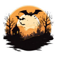 Cartoon Style Halloween Bats Halloween Haunted House No Background Applicable to any Context Perfect for Print on Demand Merchandise AI Generative png