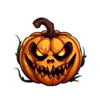 Cartoon Style Halloween Scary Pumpkin No Background Image Applicable to any Context Perfect for Print on Demand Merchandise AI Generative png