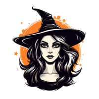 Cartoon Style Halloween Witch No Background Applicable to any context perfect for print on demand merchandise AI Generative png