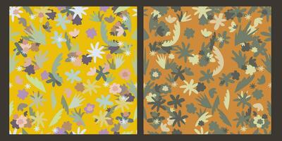 Vector set of two seamless floral patterns