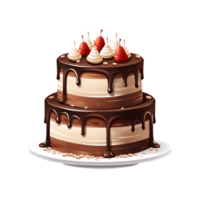 Cartoon Style Birthday Cake Dessert No Background Applicable to any Context Perfect for Print on Demand Merchandise AI Generative png