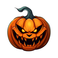 Cartoon Style Halloween Scary Pumpkin No Background Image Applicable to any Context Perfect for Print on Demand Merchandise AI Generative png