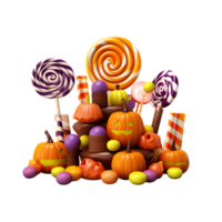 Cartoon 3D Style Halloween Candies No Background Applicable to any Context Perfect for Print On Demand Merchandise AI Generative png