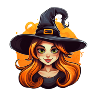 Cartoon Style Halloween Witch No Background Applicable to any context perfect for print on demand merchandise AI Generative png