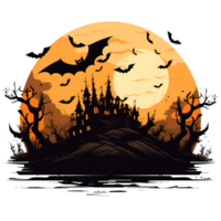 Cartoon Style Halloween Bats Halloween Haunted House No Background Applicable to any Context Perfect for Print on Demand Merchandise AI Generative png