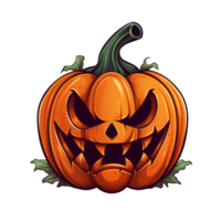 Cartoon Style Halloween Scary Pumpkin No Background Image Applicable to any Context Perfect for Print on Demand Merchandise AI Generative png