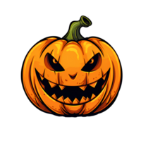 Cartoon Style Halloween Scary Pumpkin No Background Image Applicable to any Context Perfect for Print on Demand Merchandise AI Generative png