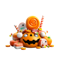 Cartoon 3D Style Halloween Candies No Background Applicable to any Context Perfect for Print On Demand Merchandise AI Generative png
