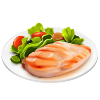 AI Generated Chicken breast with green salad oil paint style, digital paint png