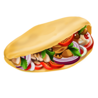 AI Generated Street food roll pita wrap icon oil paint style, digital paint png