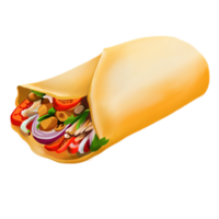 AI Generated Street food roll pita wrap icon oil paint style, digital paint png