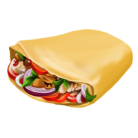 AI Generated Street food roll pita wrap icon oil paint style, digital paint png