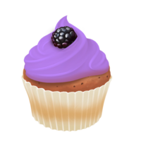 AI Generated Cupcake with blackberry oil paint icon, digital paint png