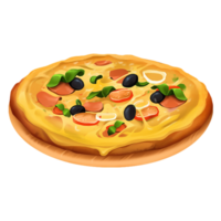 AI Generated Pizza with pepperoni oil paint style, digital paint png