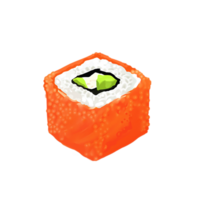 AI Generated Sushi roll salmon oil paint style, digital paint png