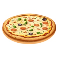 AI Generated Pizza with pepperoni oil paint style, digital paint png