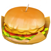 AI Generated Burger with chicken, craft burger, vegetables and tomato, oil paint, digital paint png