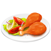 AI Generated Chicken legs on plate icon oil paint style, digital paint png