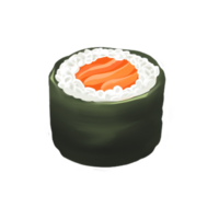 AI Generated Sushi roll salmon oil paint style, digital paint png