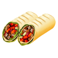 AI Generated Roll wrap with vegetables oil paint style, digital paint png