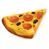 ai generado pepperoni Pizza rebanada petróleo pintar estilo, digital pintar png