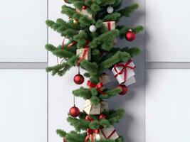 A blank white paper with a Christmas tree. Generative AI. free Stock Photo