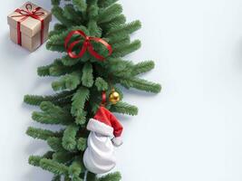 A blank white paper with a Christmas tree. Generative AI. free Stock Photo