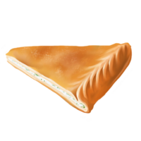 AI Generated Pie with cheese, slice, oil paint style, digital paint png