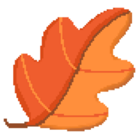 Isolated cute dried orange leaf in autumn and pixel art png