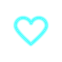 ljus blå cyan neon hjärta transparent bakgrund ClipArt png