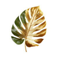 dorado tropical hoja aislado en transparente fondo, creado con generativo ai png