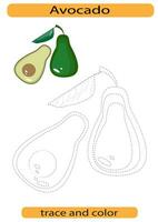 Tracing lines for children development, bright avocado, handwriting practice for children, vector EPS10