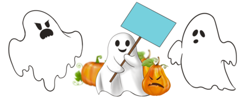 impostato di 3 fantasma foglio nel Halloween tema. isolato Immagine, digitale mano disegnare e dipingere. png