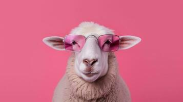 Generative AI, Cool Sheep Stylish Shades on a Pastel Playground photo