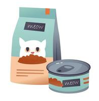 A pack of cat food isolated on a white background. Cartoon vector illustration.