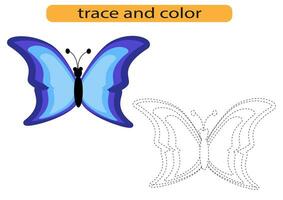 Tracing lines for children development, bright butterfly moth, handwriting practice for children, vector EPS10