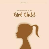 International Day of the Girl Child. October 11. Template for background, banner, poster with text inscription. vector