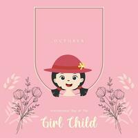 International Day of the Girl Child. October 11. Template for background, banner, poster with text inscription. vector