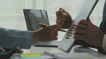 Team of business people working together in the meeting room office, teamwork background charts and graphs banner, double exposure successful teamwork,business planning concept. video